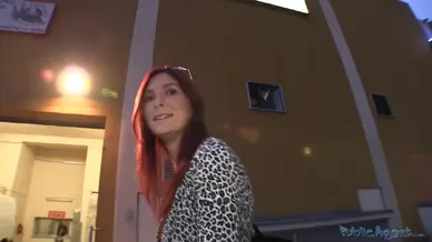 Brunette teen 18 kattie gives blowjob for cash outdoors